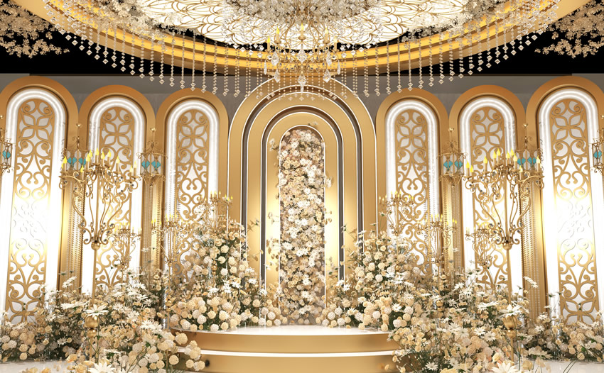 雨湖香槟色调婚礼堂效果展示